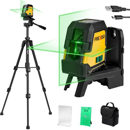 Niveau Laser 360° Autonivelant avec Trepied PREXISO, Horizontal/Croix/Vertical Niveau Laser