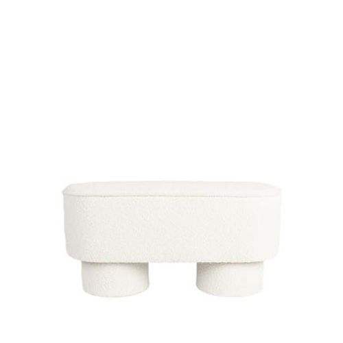 Drawer - Marcos - Banc Arrondie En Tissu Bouclette L93cm - Blanc