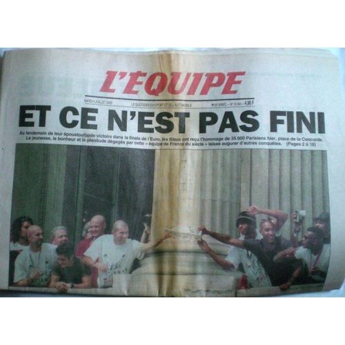 L'équipe Du Mardi 4 Juillet 2000  N° 16844 : Et Ce N'est Pas Fini
