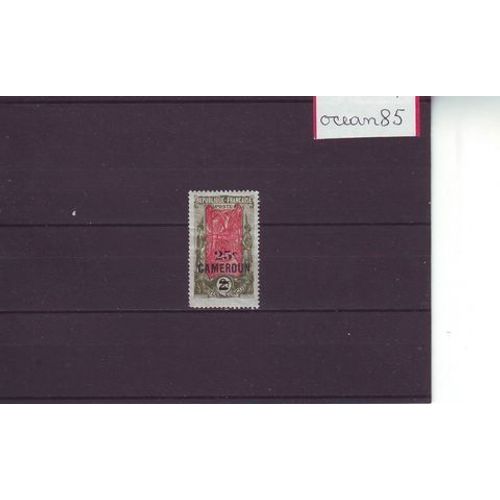 Cameroun 1924 : Timbre De 1921 Avec Nouvelle Valeur Et Traits Sur L'ancienne En Surcharge : Timbre 25 C. Sur 2 F. Olive Et Carmin - Valeur Neuve Surchargée