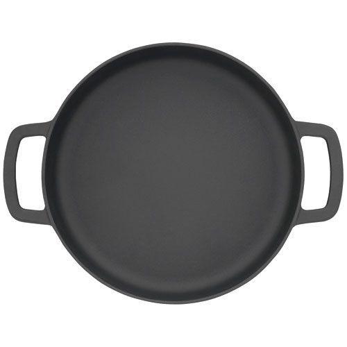 Poêle Plat Rond 24cm Noir 2 Anses, Fonte 100 % Recycl