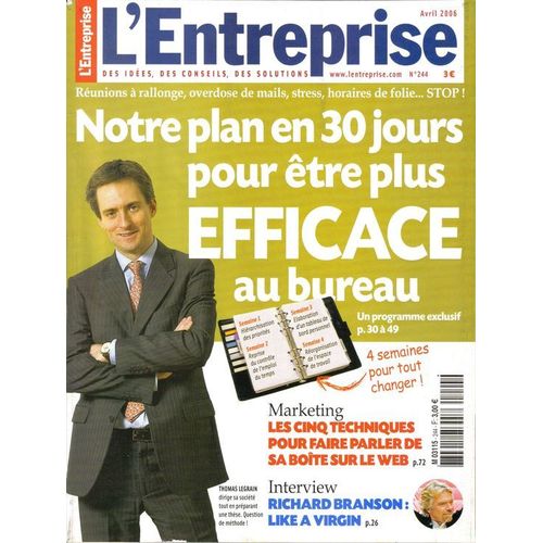 L'entreprise  N° 244 : Notre Plan En 30 Jours  Pour Être Plus Efficace Au Bureau