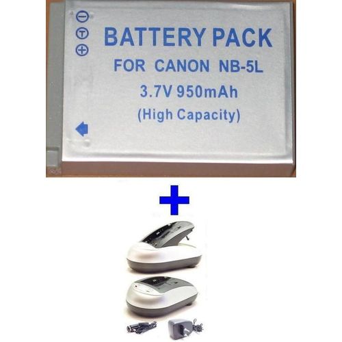 Chargeur + Batterie compatible Canon NB-5L NB5L SD700 IXUS 800 850 *950mAh*