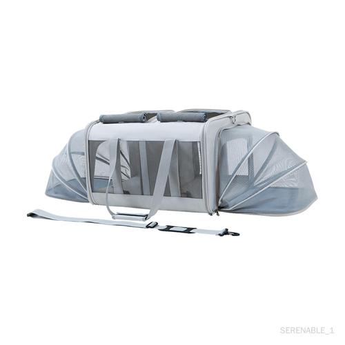 Transporteur De Voyage Pour Grands , Pour 2 , Cage Pour Chiens, Gris Clair