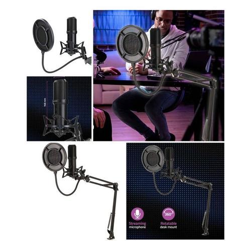 Microphone à perche streaming GAMING VLOGGER TIK TOK USB professionnel avec filtre anti-pop flexible à 360°