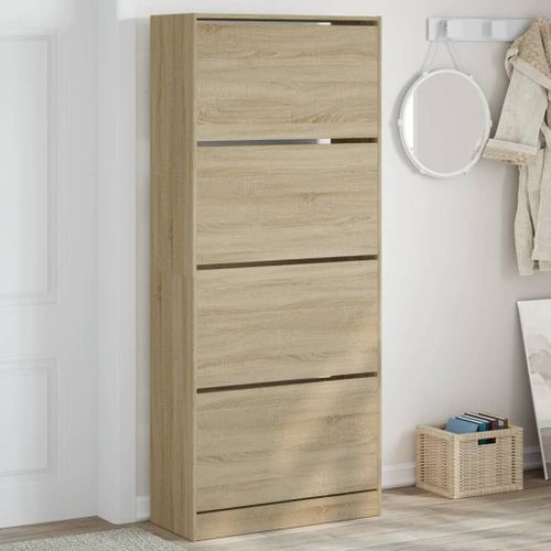 Vidaxl Armoire À Chaussures 4 Tiroirs Rabattables Chêne Sonoma