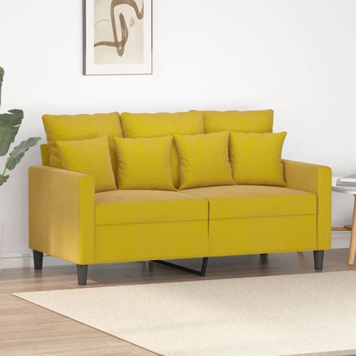 Vidaxl Canapé À 2 Places Jaune 120 Cm Velours