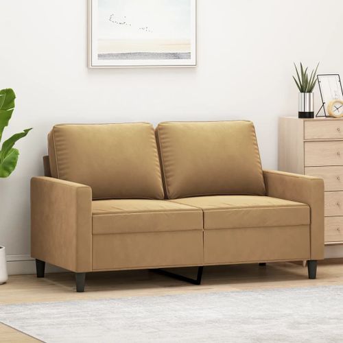 Vidaxl Canapé À 2 Places Marron 120 Cm Velours
