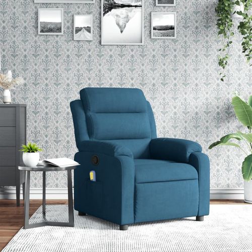 Vidaxl Fauteuil Inclinable De Massage Bleu Velours