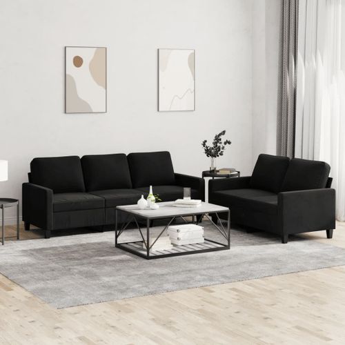 Vidaxl Ensemble De Canapés 2 Pcs Avec Coussins Noir Velours
