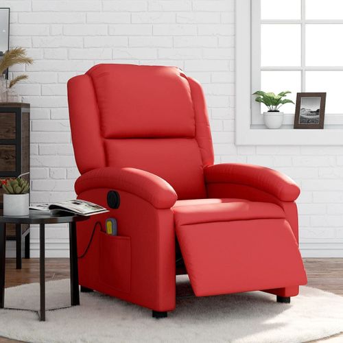 Vidaxl Fauteuil De Massage Inclinable Électrique Rouge Similicuir