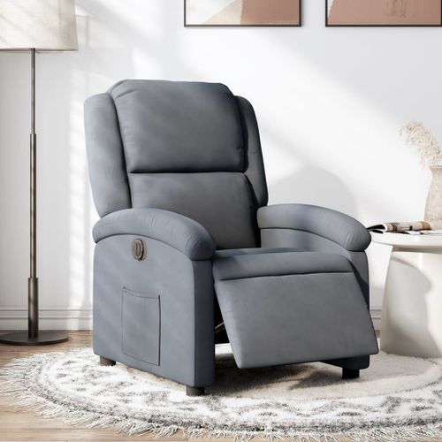 Vidaxl Fauteuil Inclinable Électrique Gris Foncé Velours