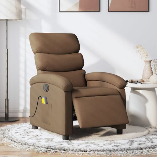 Vidaxl Fauteuil Inclinable De Massage Électrique Marron Tissu