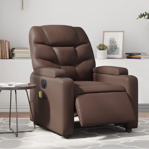 Vidaxl Fauteuil De Massage Inclinable Électrique Marron Similicuir