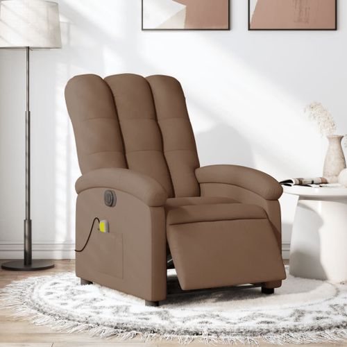 Vidaxl Fauteuil Inclinable De Massage Électrique Marron Tissu