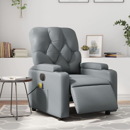 Vidaxl Fauteuil De Massage Inclinable Électrique Gris Similicuir