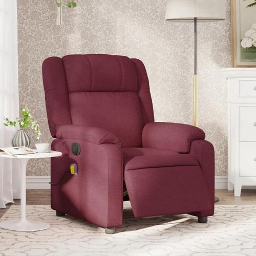 Vidaxl Fauteuil De Massage Inclinable Électrique Rouge Bordeaux Tissu