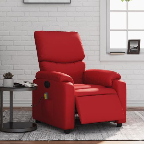 Vidaxl Fauteuil De Massage Inclinable Électrique Rouge Similicuir