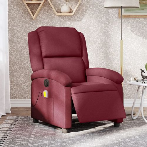 Vidaxl Fauteuil De Massage Inclinable Électrique Rouge Bordeaux Tissu