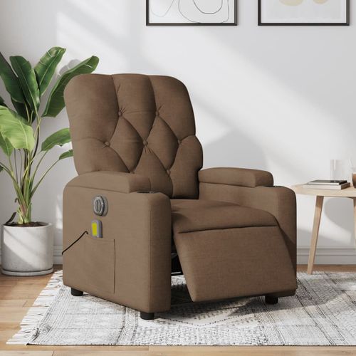 Vidaxl Fauteuil Inclinable De Massage Électrique Marron Tissu