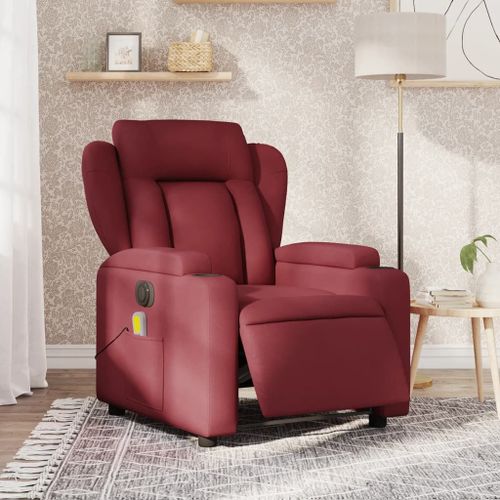 Vidaxl Fauteuil De Massage Inclinable Électrique Rouge Bordeaux Tissu