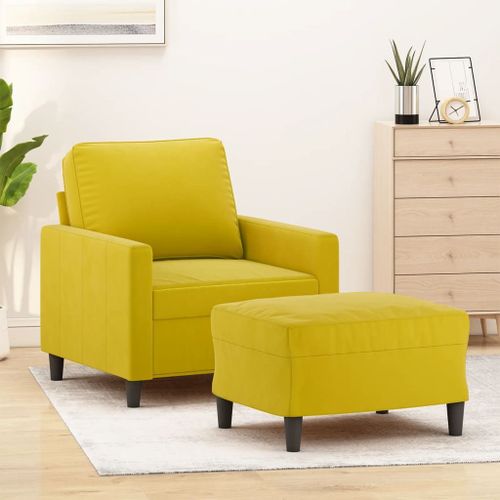Vidaxl Fauteuil Avec Repose-Pied Jaune 60 Cm Velours