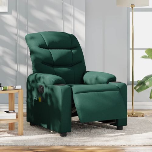 Vidaxl Fauteuil De Massage Inclinable Électrique Vert Foncé Tissu