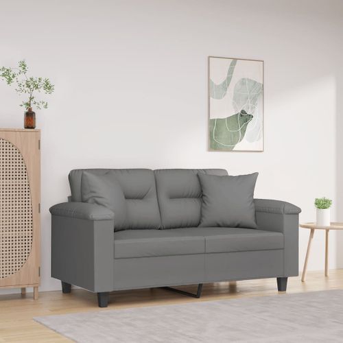 Vidaxl Canapé 2 Places Avec Oreillers Gris Foncé 120 Cm