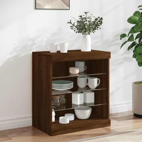 Vidaxl Buffet Avec Lumières Led Chêne Marron 60,5x37x67 Cm
