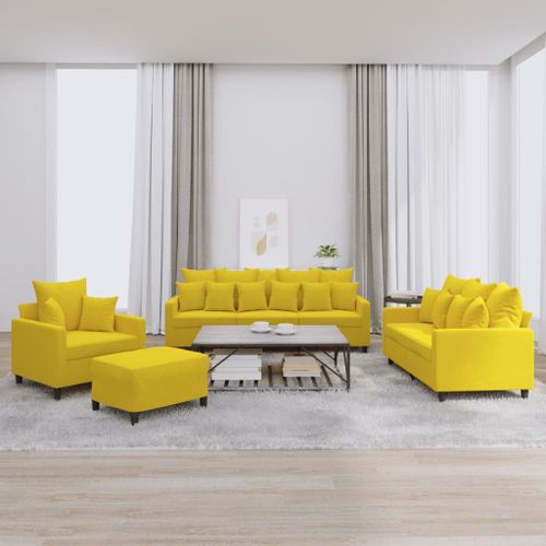 Vidaxl Ensemble De Canapés 4 Pcs Avec Coussins Jaune Velours