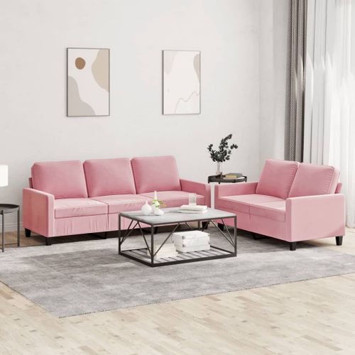 Vidaxl Ensemble De Canapés 2 Pcs Avec Coussins Rose Velours