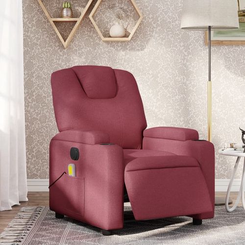 Vidaxl Fauteuil De Massage Inclinable Électrique Rouge Bordeaux Tissu