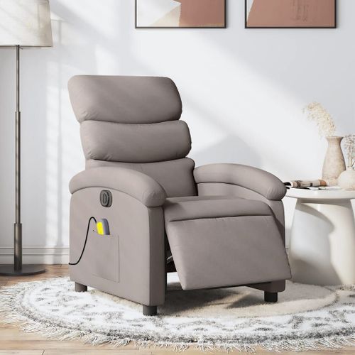 Vidaxl Fauteuil De Massage Inclinable Électrique Taupe Tissu