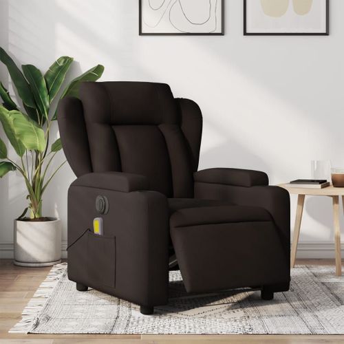 Vidaxl Fauteuil De Massage Inclinable Électrique Marron Foncé Tissu