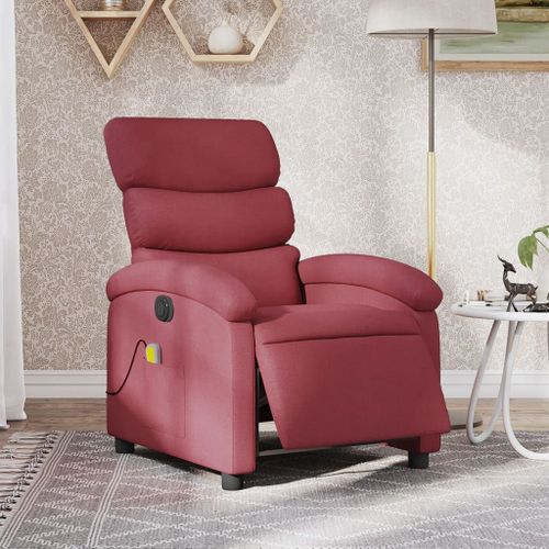 Vidaxl Fauteuil De Massage Inclinable Électrique Rouge Bordeaux Tissu