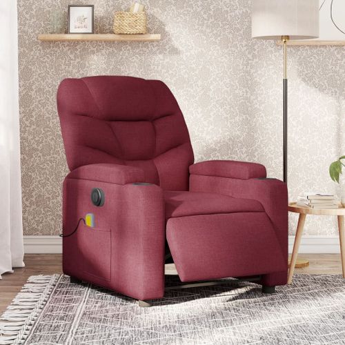 Vidaxl Fauteuil De Massage Inclinable Électrique Rouge Bordeaux Tissu
