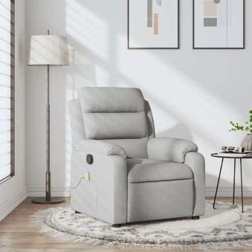 Vidaxl Fauteuil De Massage Inclinable Gris Clair Tissu