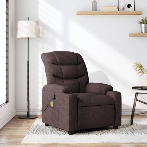Vidaxl Fauteuil De Massage Inclinable Marron Foncé Tissu