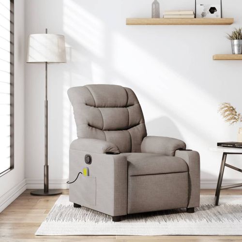 Vidaxl Fauteuil De Massage Inclinable Taupe Tissu