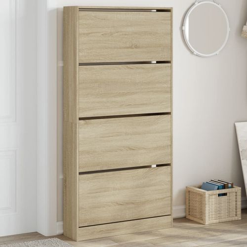 Vidaxl Armoire À Chaussures 4 Tiroirs Rabattables Chêne Sonoma