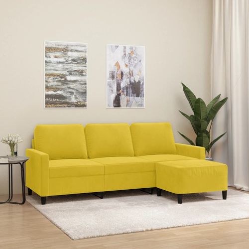 Vidaxl Canapé À 3 Places Avec Repose-Pieds Jaune 180 Cm Velours