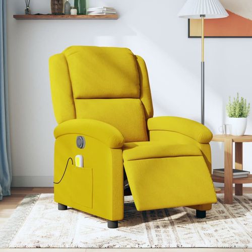 Vidaxl Fauteuil Inclinable De Massage Électrique Jaune Velours