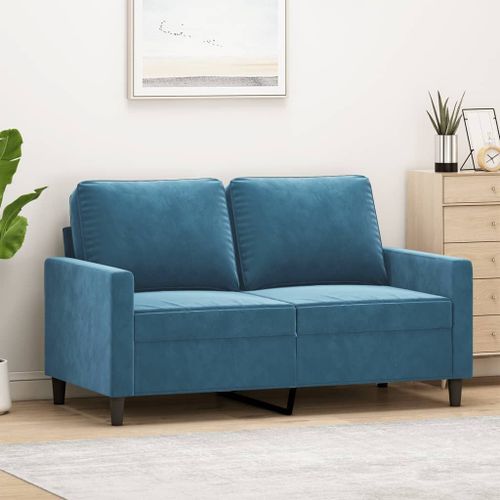 Vidaxl Canapé À 2 Places Bleu 120 Cm Velours