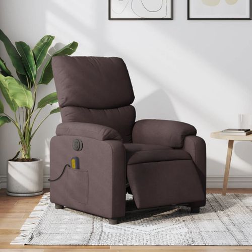 Vidaxl Fauteuil De Massage Inclinable Électrique Marron Foncé Tissu