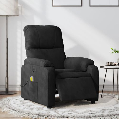 Vidaxl Fauteuil Inclinable De Massage Électrique Noir Tissu Microfibre