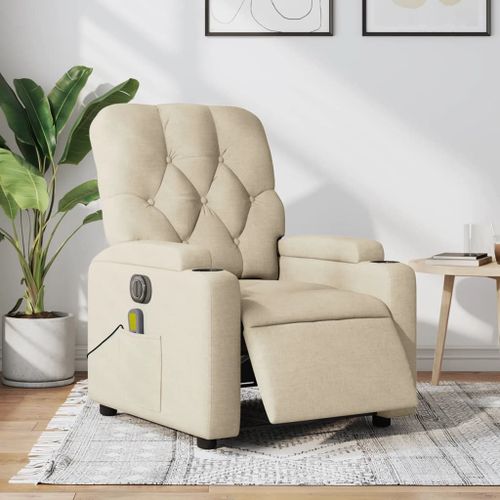 Vidaxl Fauteuil Inclinable De Massage Électrique Crème Tissu