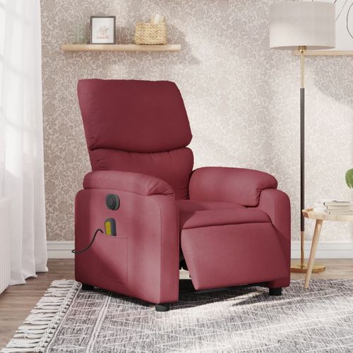 Vidaxl Fauteuil De Massage Inclinable Électrique Rouge Bordeaux Tissu