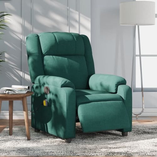 Vidaxl Fauteuil De Massage Inclinable Électrique Vert Foncé Tissu