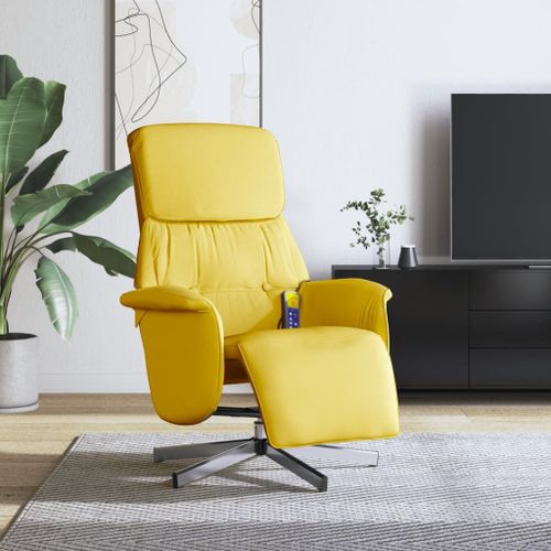 Vidaxl Fauteuil Inclinable De Massage Repose-Pieds Jaune Clair Tissu