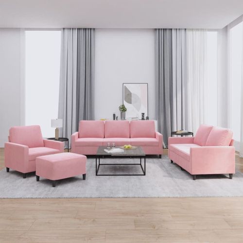 Vidaxl Ensemble De Canapés 4 Pcs Avec Coussins Rose Velours